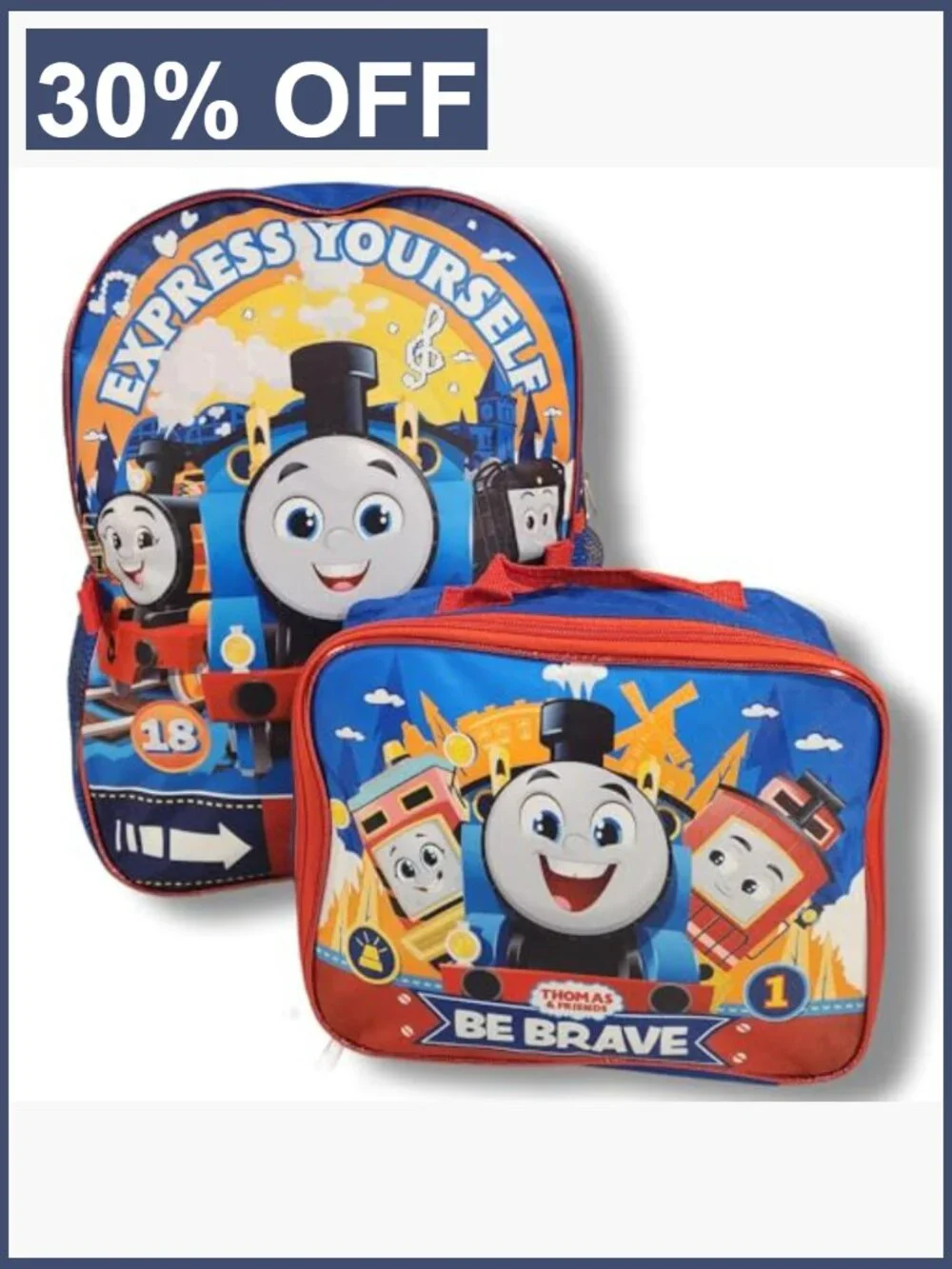 Thomas & Friends 16 Inch Kids Backpack with Detachable Lunch Box